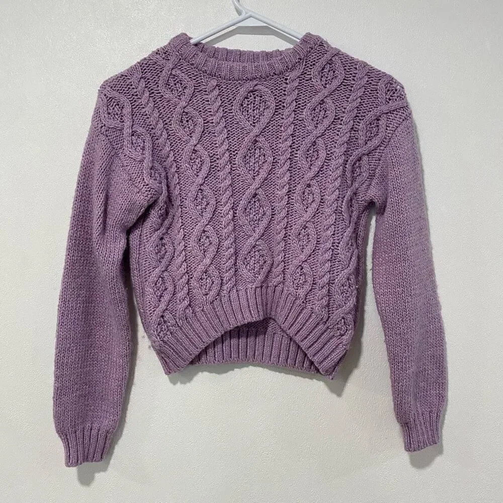 Rockets of Awesome Girls Purple Cable Knit Sweater Size 10